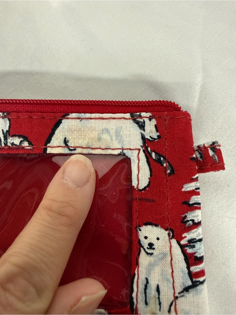 Vera Bradley Zip ID Case "Beary Merry Red" pattern - Picture 4 of 5